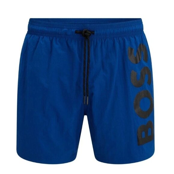 BOSS by Hugo Boss Men's Quick-Drying Large Contrast Logo Swim Shorts Blue Sz L - Picture 1 of 4